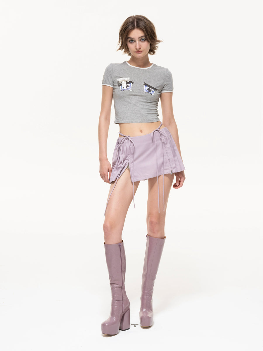 Nodress Purple Low-Waist Pleated Satin Mini-Skirt – Nφdress