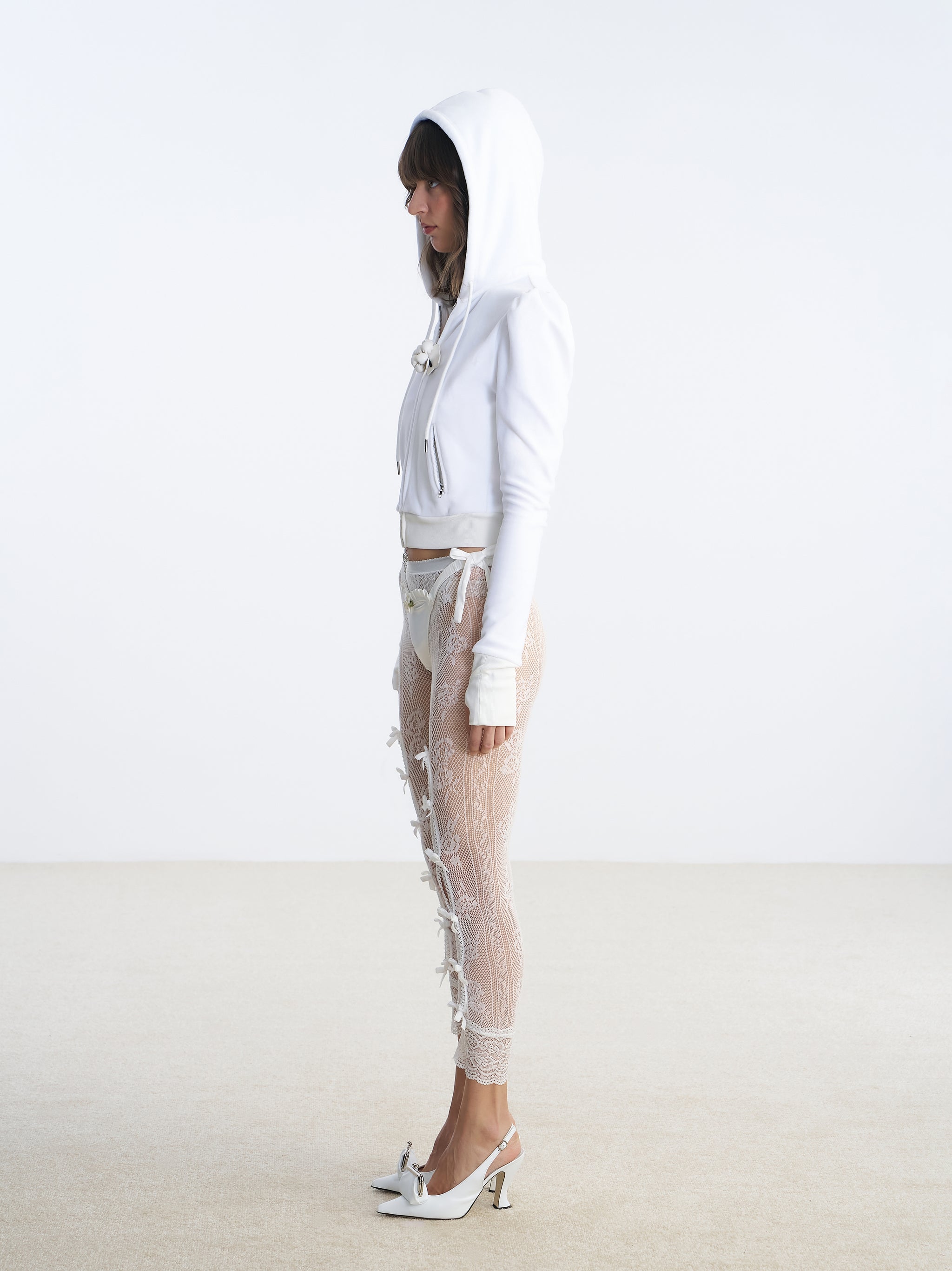 Nφdress X RoomSERVICE888 White Lace Cropped Leggings