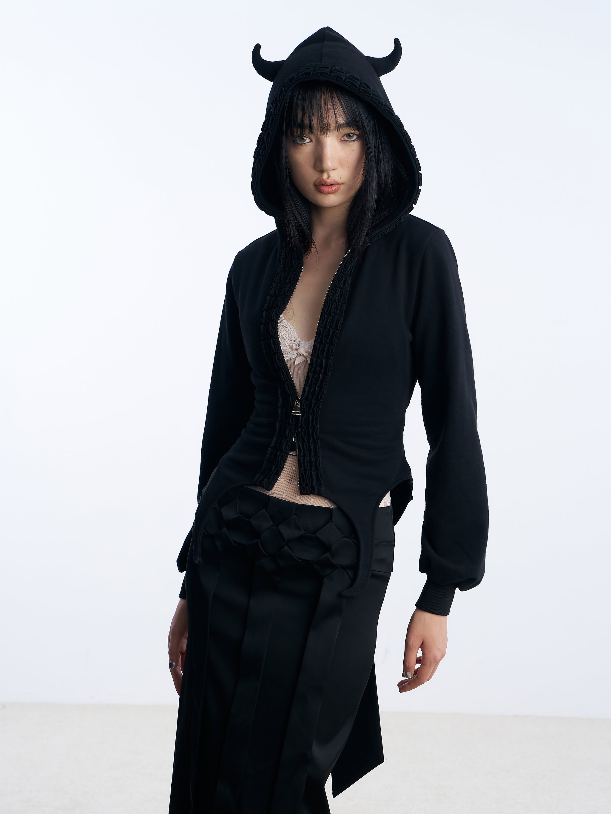 Nφdress X RoomSERVICE888 Black Devil Horns Jacket