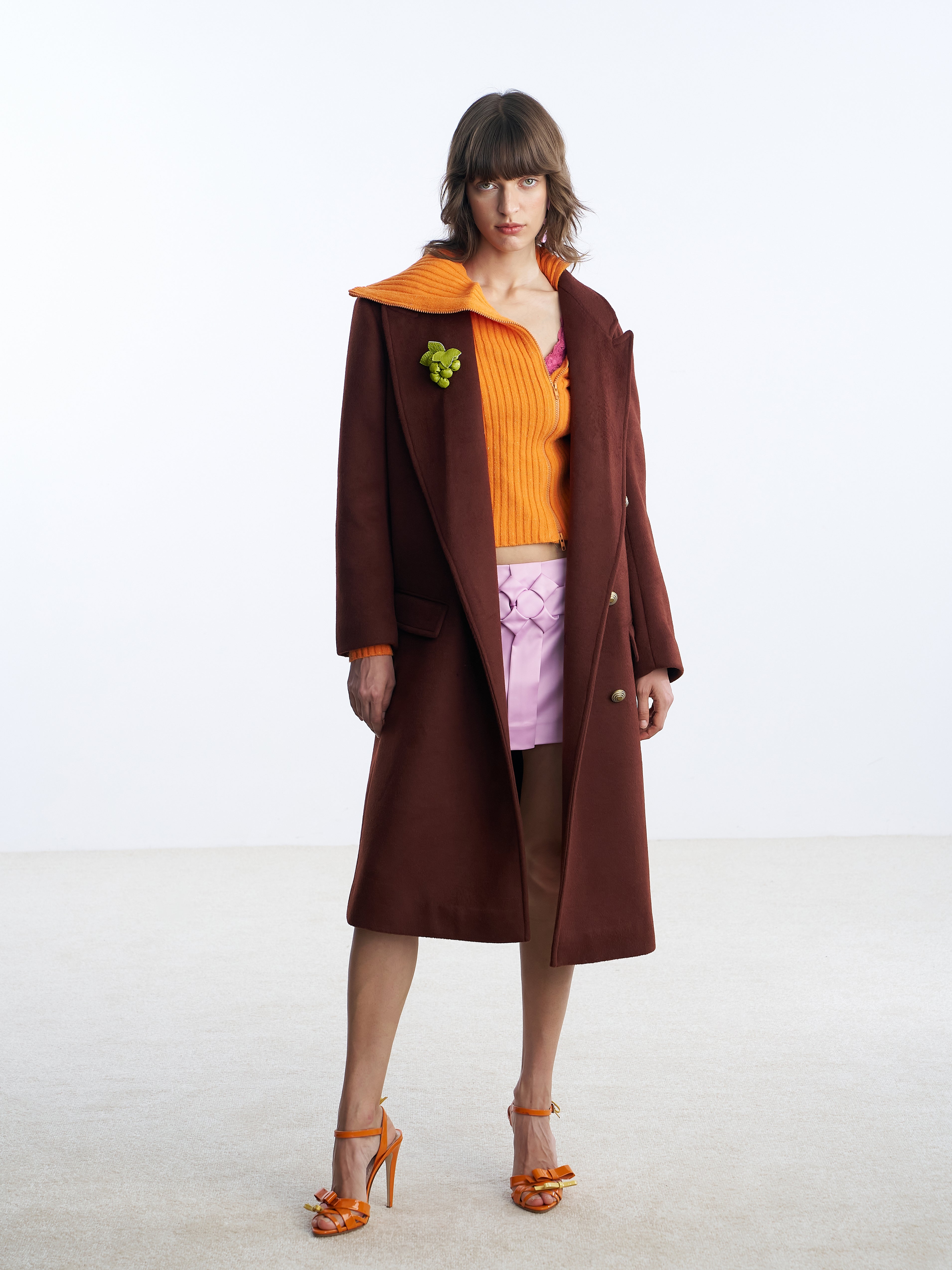Nodress Reddish-Brown Overサイズd Wool-Blend Felt Coat Nφdress X RoomSERVICE888 Reddish-Brown Oversized Wool-Blend