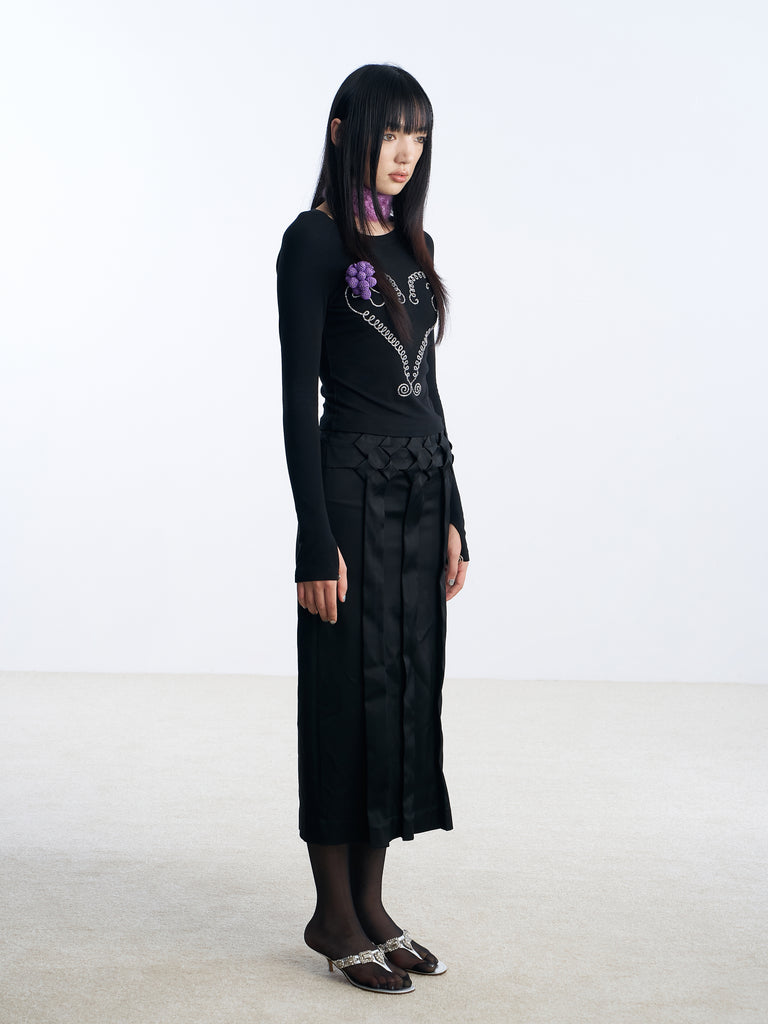 Black RS heart vine rhinestone T-shirt Front