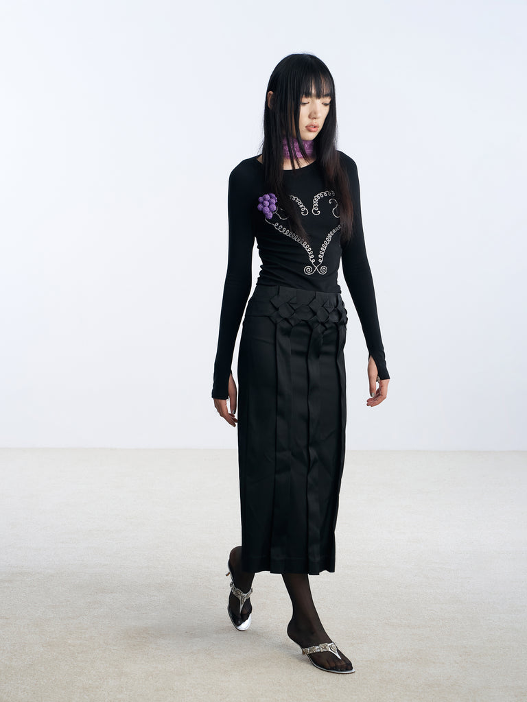 Black RS heart vine rhinestone T-shirt Front