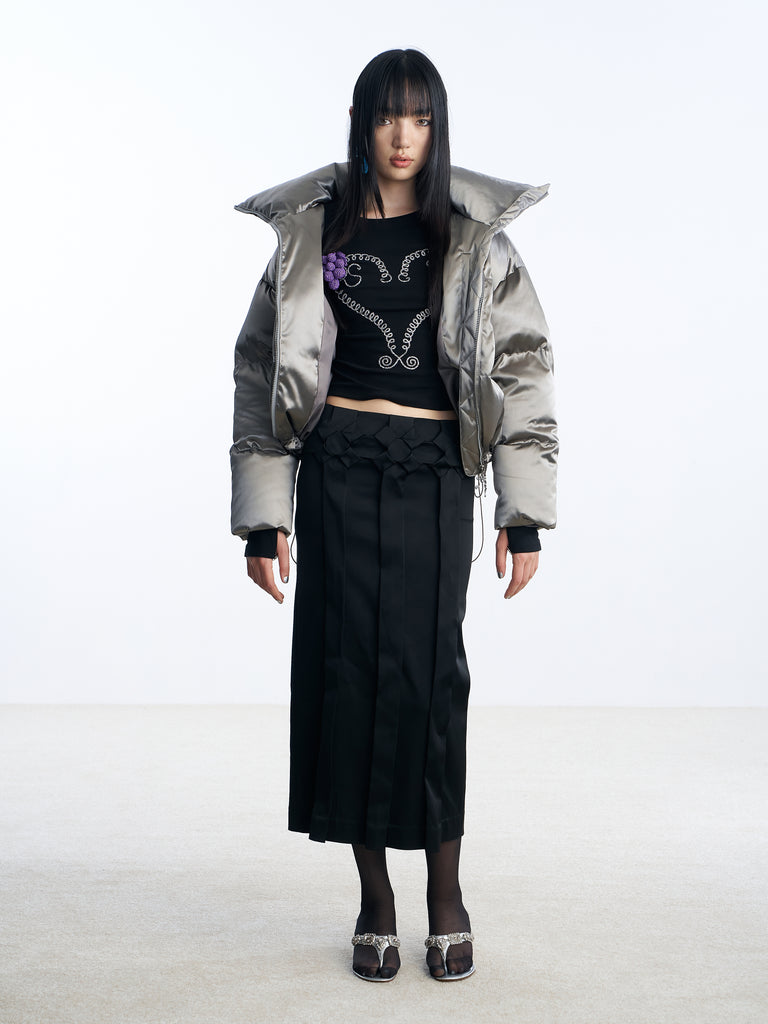 Black RS heart vine rhinestone T-shirt detail