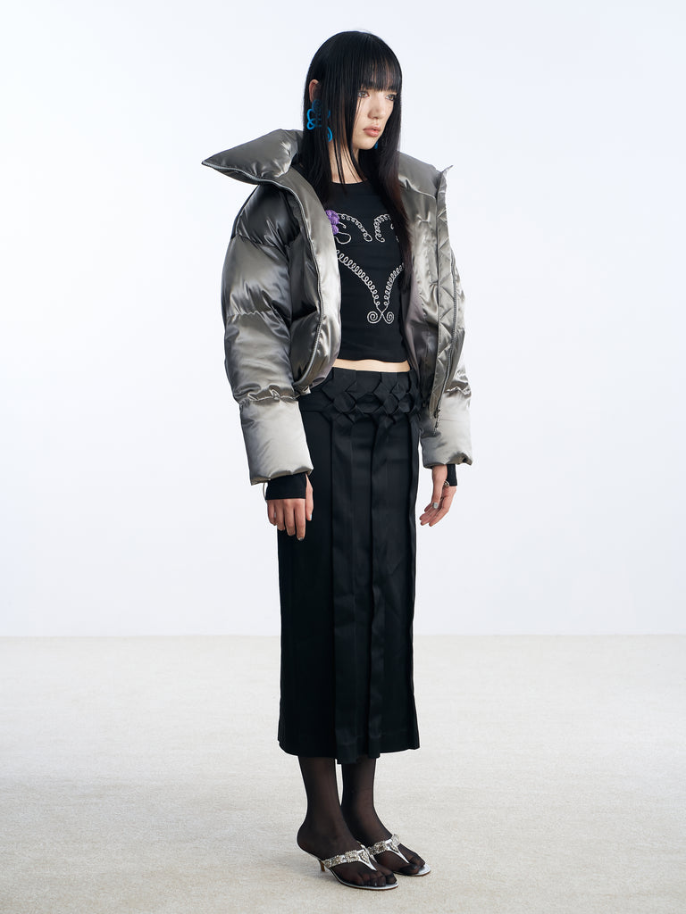 Black RS heart vine rhinestone T-shirt detail