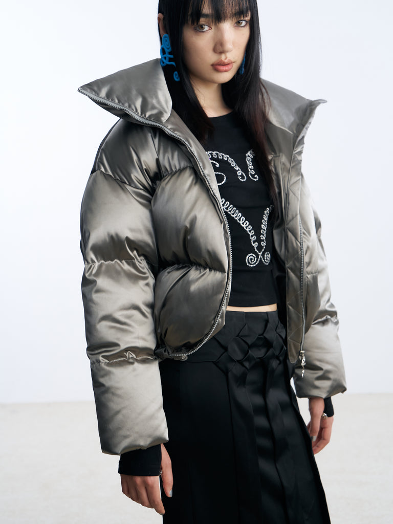 Black RS heart vine rhinestone T-shirt detail