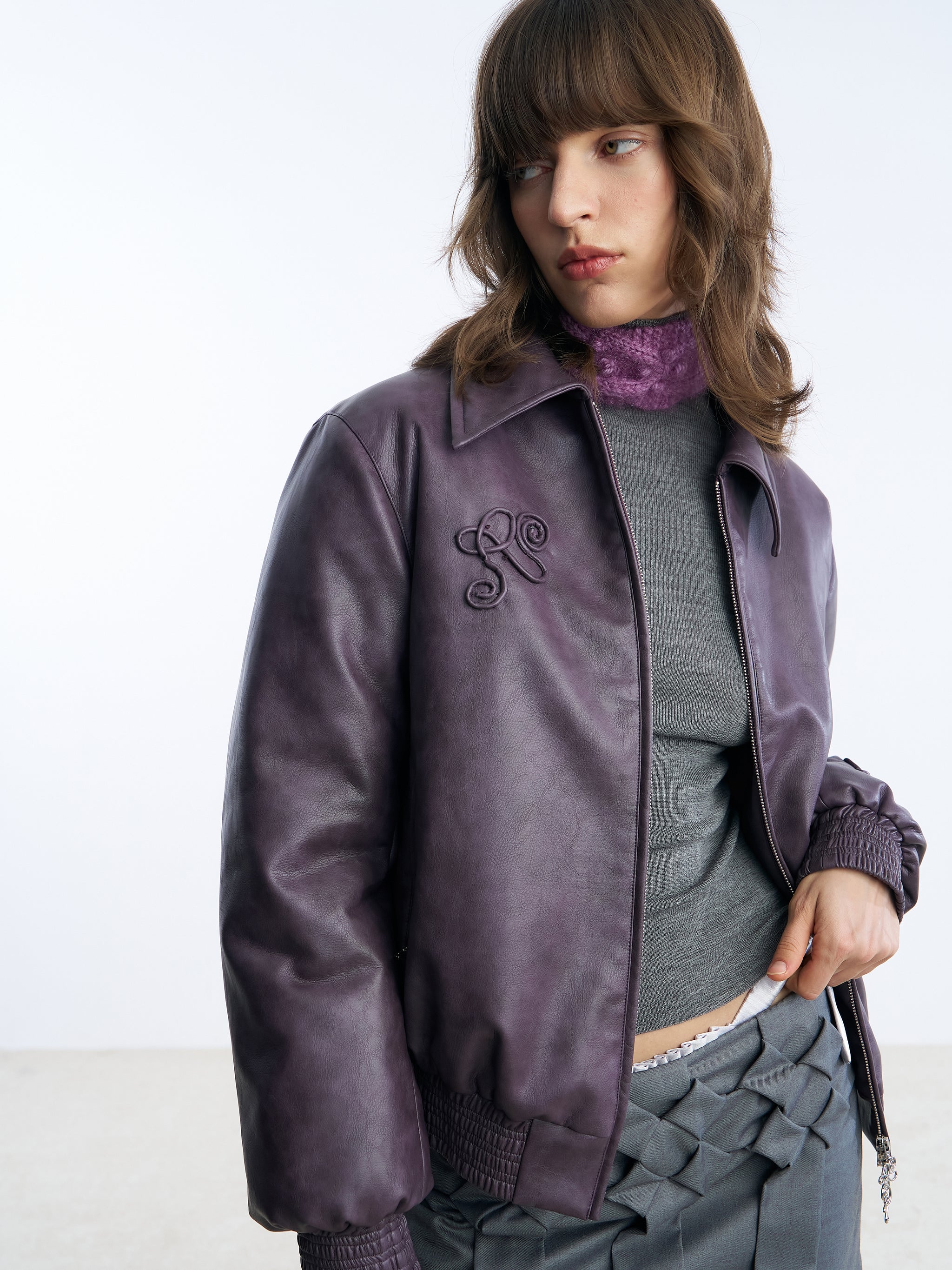 Nodress × Room SERVICE888 パーカー Nφdress X RoomSERVICE888 Purple Leather Jacket