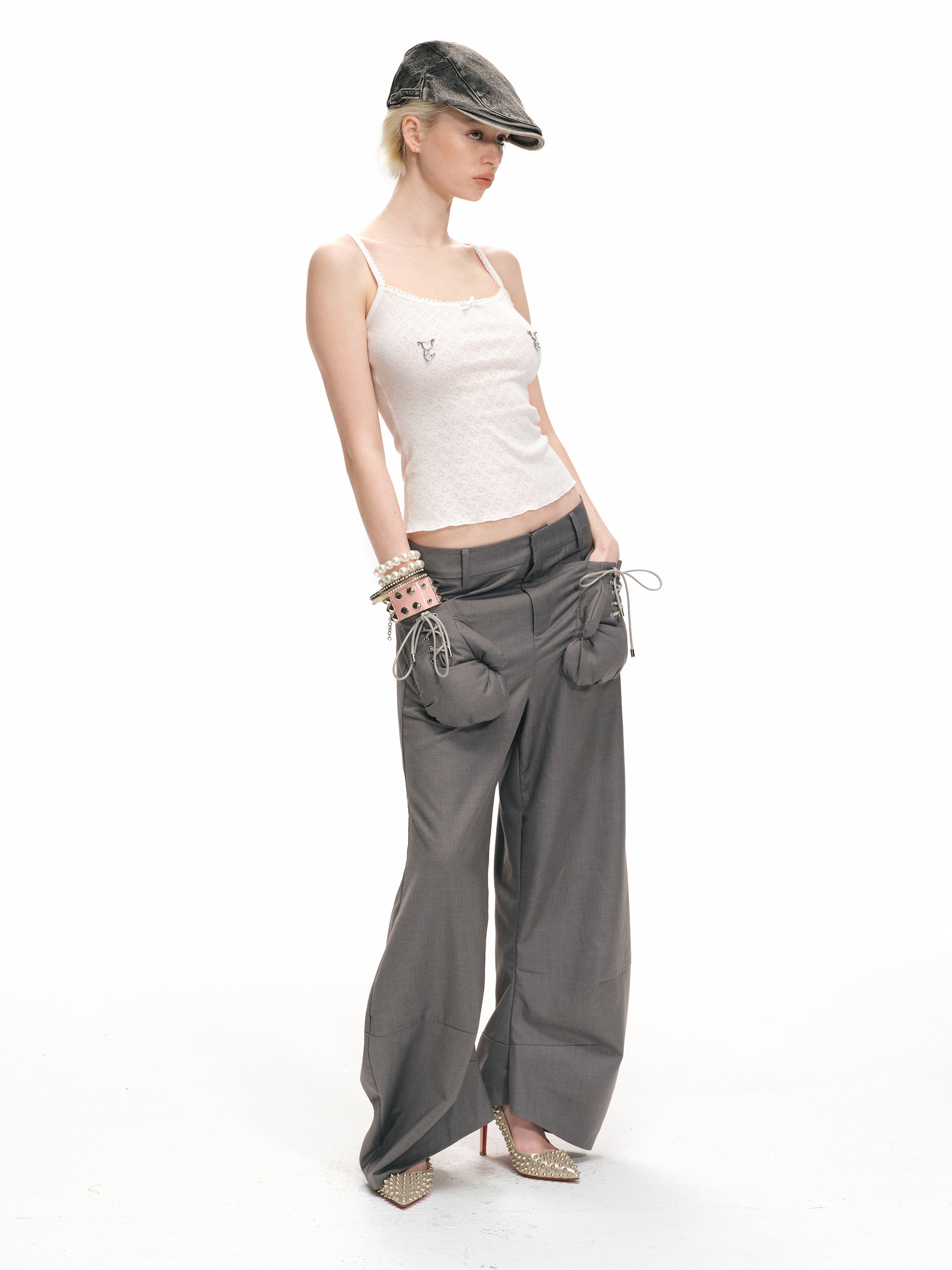 パンツ Gray Boxing Glove Low-Rise Suit Pants Gray Boxing Glove Low-Rise Suit Pants – Nφdress