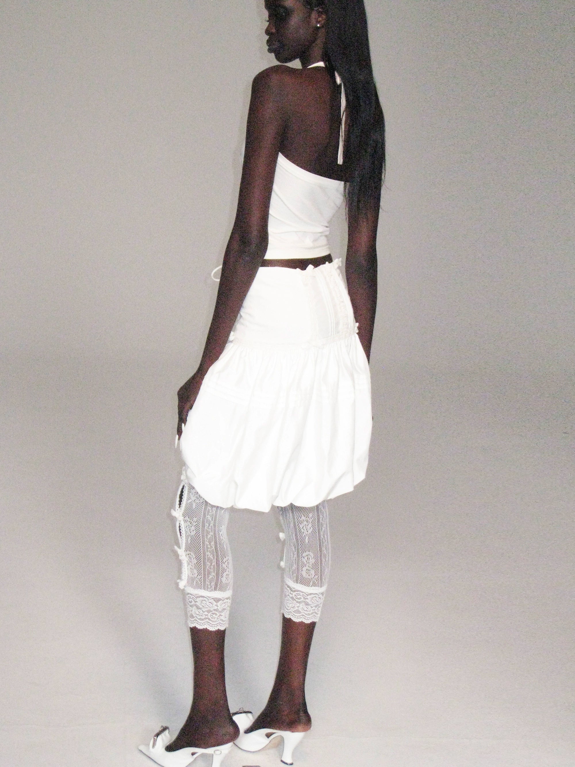 Nodress White Lace Patchwork Bud Skirt（Brooch Not Included