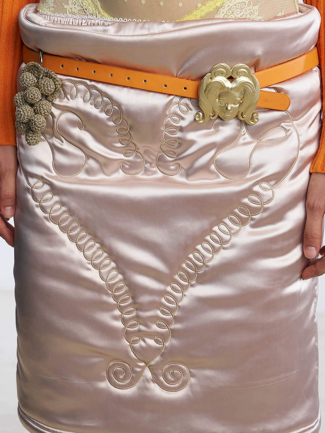 ベルト Nodress X RoomSERVICE888 Gold NO God Buckle Orange Belt Nφdress X RoomSERVICE888 Gold NO God Buckle Orange Belt