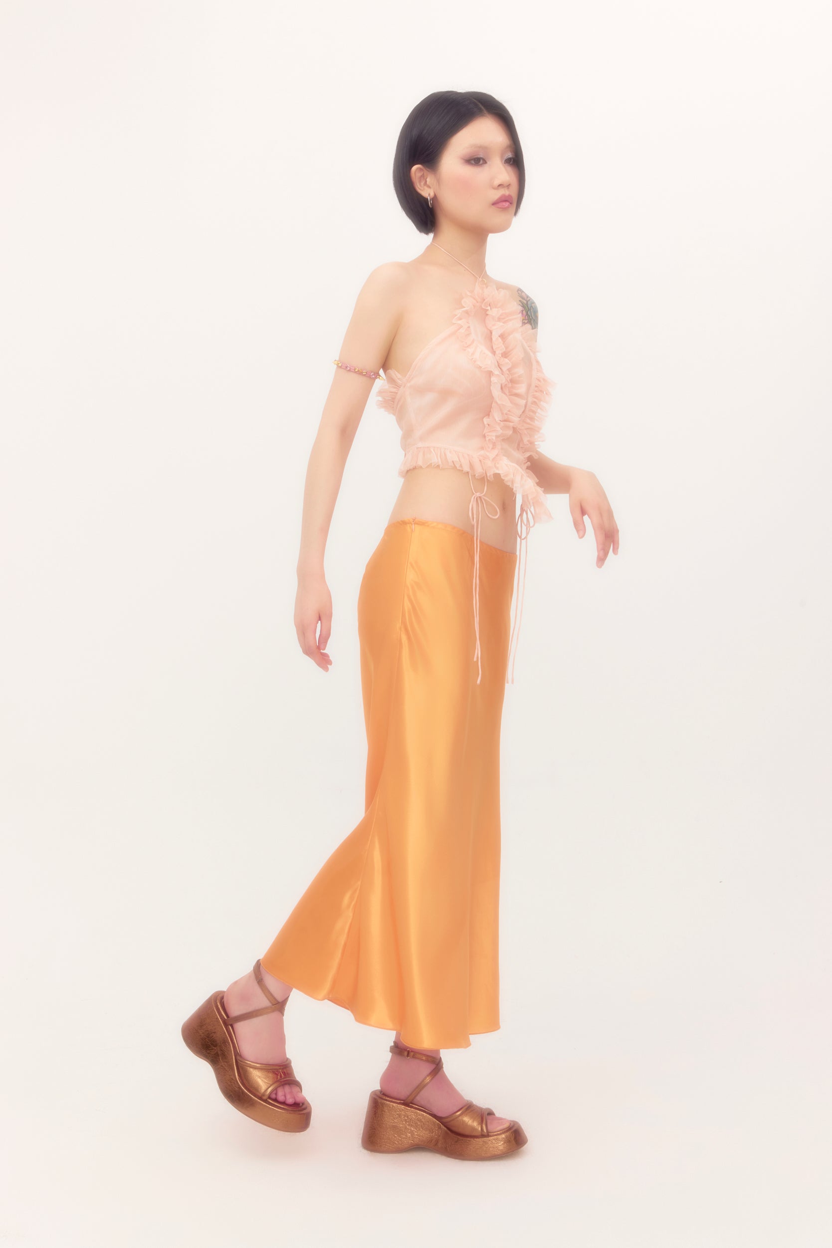 Nodress Flesh Print Ruffled Chiffon Camisole – Nφdress