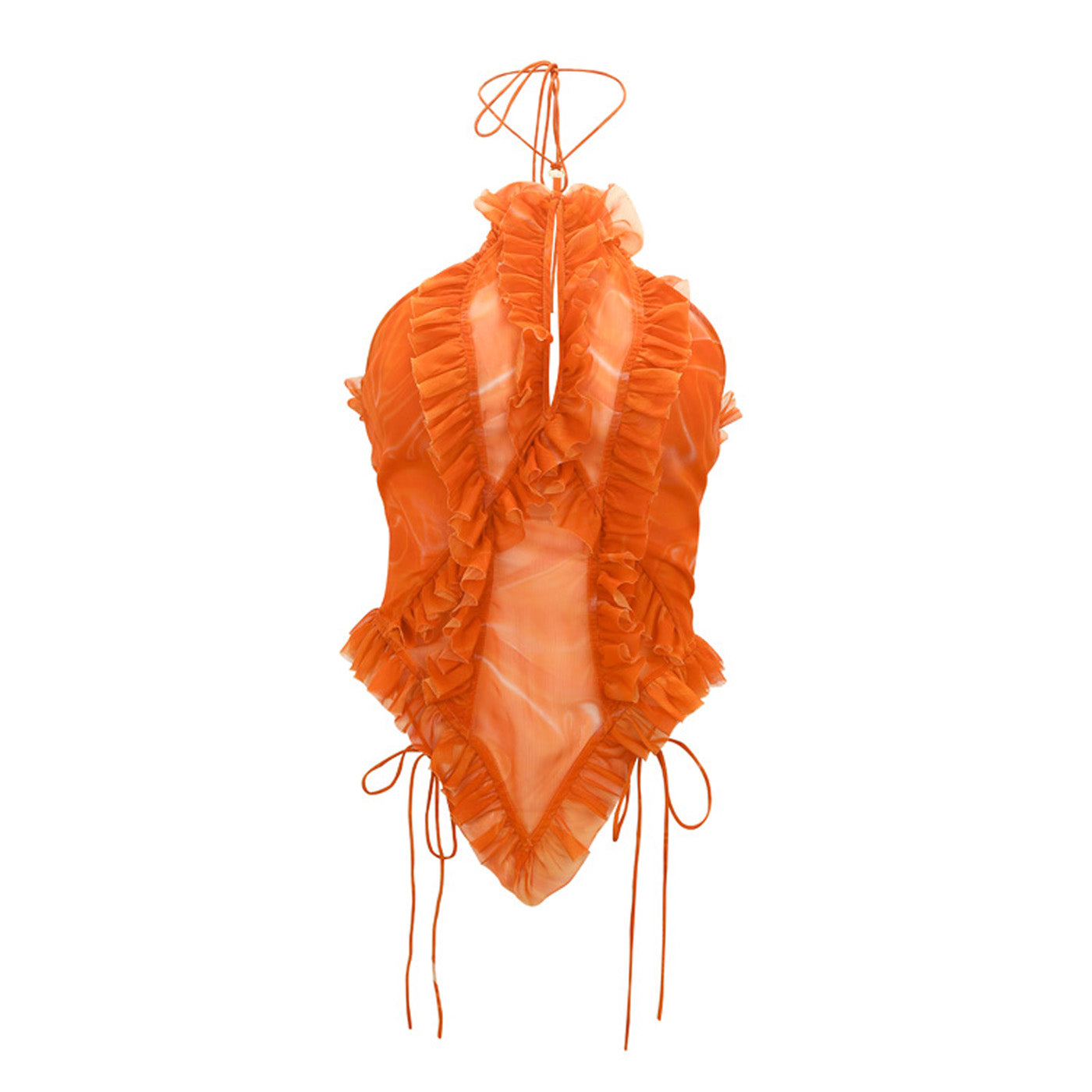 Orange Print Ruffled Chiffon Camisole – Nφdress
